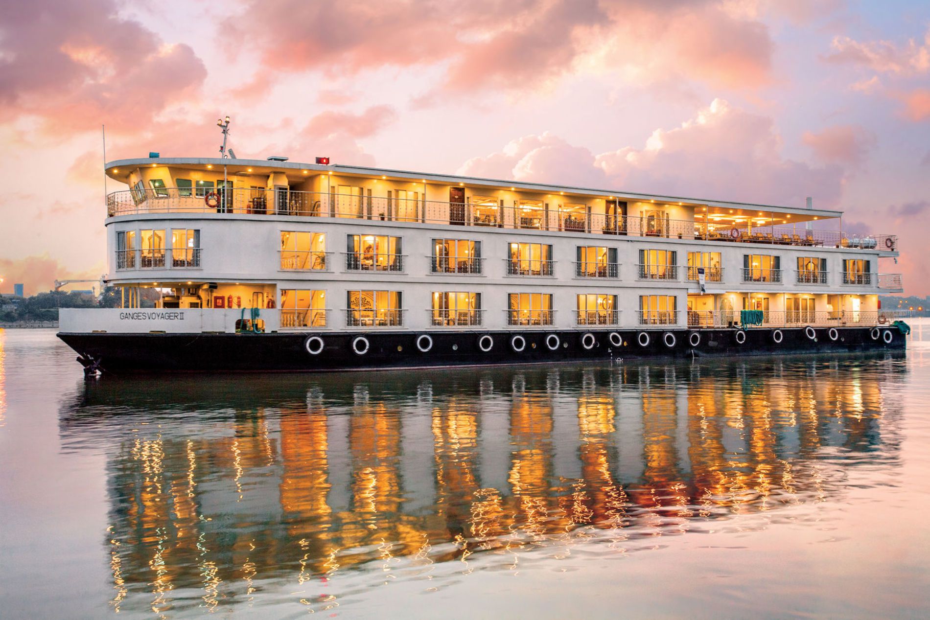 A photo of the Ganges Voyager II cruise ship